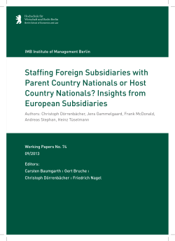 Staffing Foreign Subsidiaries with Parent Country - mba