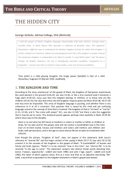 The Bible and Critical Theory - NOVA: The University of Newcastle