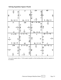 Solving Equations Square Puzzle 10 3x + 4 = 1 3 + 4x = 31