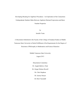 Developing Meaning for Algebraic Procedures: An Exploration of the