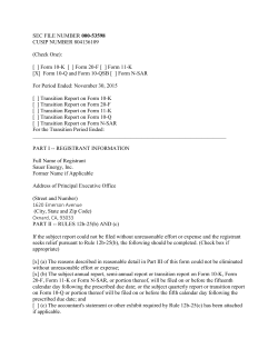 SEC FILE NUMBER 000-53598 CUSIP NUMBER