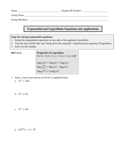 20. Exponential and Logarithmic Equations and Applications