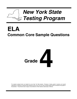 Common Core Sample Questions - Grade 4 English
