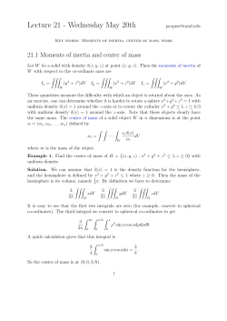 Lecture 21 - Wednesday May 20th