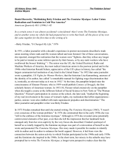 Daniel Horowitz, &ldquo;Rethinking Betty Friedan and The Feminine