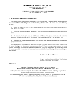 HERITAGE-CRYSTAL CLEAN, INC.