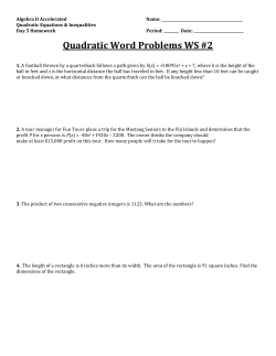 Quadratic Word Problems WS #2