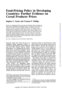 Food-Pricing Policy in Developing Countries: Further