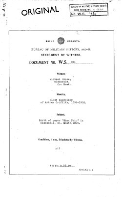 ROINN COSANTA. BUREAU OF MILITARY HISTORY, 1913
