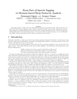 From Part of Speech Tagging to Memory