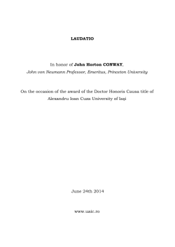 LAUDATIO In honor of John Horton CONWAY, John von