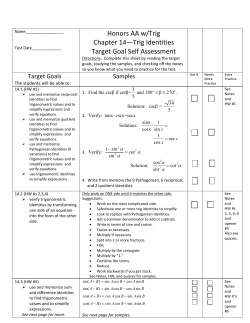 Honors AA w/Trig Chapter 14&mdash;Trig Identities Target Goal Self