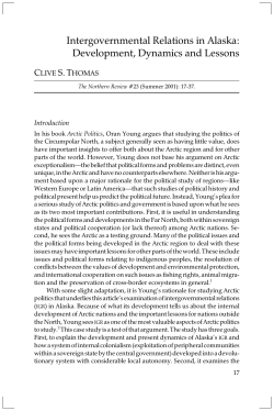Intergovernmental Relations in Alaska: Development, Dynamics and