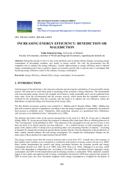 INCREASING ENERGY EFFICIENCY: BENEDICTION OR