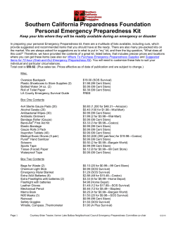 Personal EP Kit - Southern California Preparedness Foundation