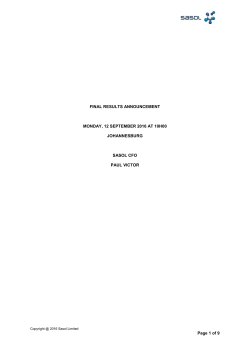 Paul Victor (CFO) Final Results Announcement as