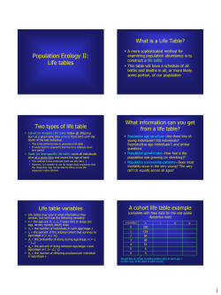 Life tables - Study of Life