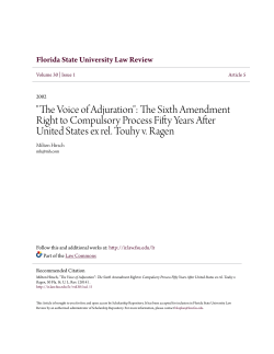 The Sixth Amendment Right to Compulsory Process Fifty Years After