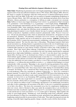 Floating-Mora and Defective-Segment Affixation in Anywa Main Claim