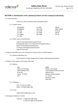 Safety Data Sheet - Valence Technology