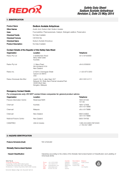 Redox Pty Ltd - Safety Data Sheet Sodium Acetate Anhydrous