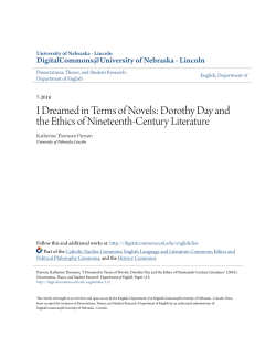 I Dreamed in Terms of Novels: Dorothy Day and the Ethics of