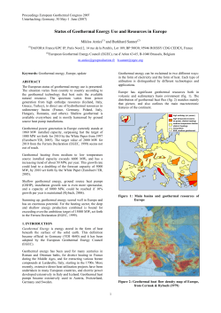 Status of Geothermal Energy Use and Resources in