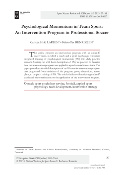 Psychological Momentum in Team Sport: An Intervention Program in