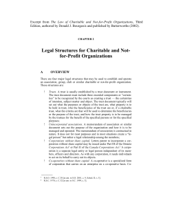 Legal Structures for Charitable and Not- for