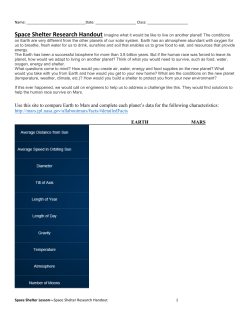 Use this site to compare Earth to Mars and complete each planet`s