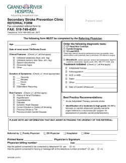 Secondary stroke prevention clinic referral form