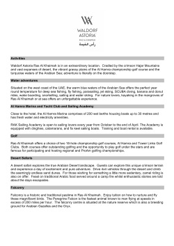 Activities Fact Sheet - Waldorf Astoria Global Media Center