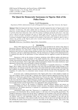 The Quest for Democratic Sustenance in Nigeria