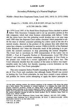 Labor Law: Secondary Picketing of a Neutral Employer: NLRB v