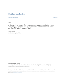 Obama`s "Czars" for Domestic Policy and the Law of the White