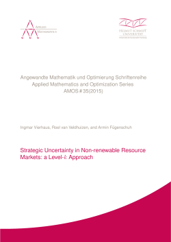 Strategic Uncertainty in Non-renewable Resource Markets: a Level