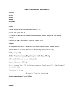 Matte smelting: Materials balance