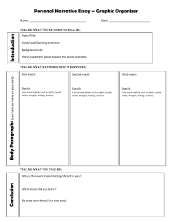 Personal Narrative Essay &ndash; Graphic Organizer In trod u ction Bod y