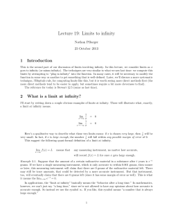 Lecture 19: Limits to infinity