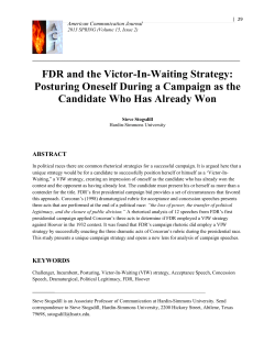 FDR and the Victor-In-Waiting Strategy: Posturing