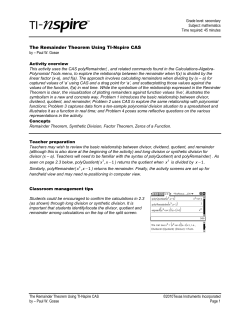 The Remainder Theorem Using TI-Nspire CAS