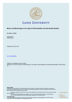 Music and Musicology in the Light of Intermediality and Intermedial