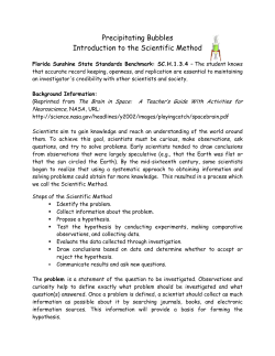 Precipitating Bubbles Introduction to the Scientific Method