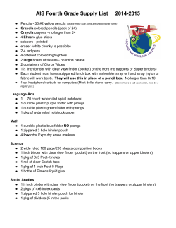 AIS Fourth Grade Supply List 2014-2015