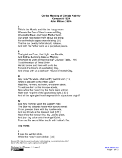 On the Morning of Christ`s Nativity