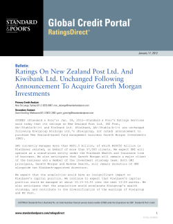 Ratings On New Zealand Post Ltd. And Kiwibank Ltd. Unchanged