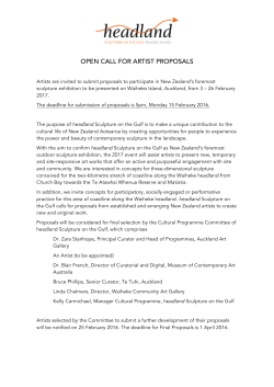 OPEN CALL FOR ARTIST PROPOSALS