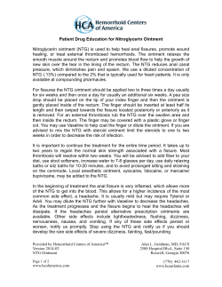 Nitroglycerine Ointment - Hemorrhoid Centers of America