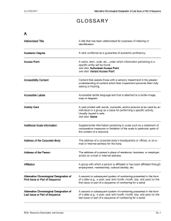 RDA: Resource Description and Access: Glossary