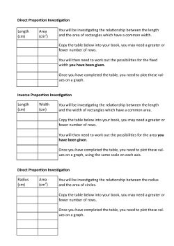 Direct Proportion Investigation You will be investigating the